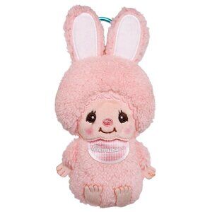 NEW SEKIGUCHI Monchhichi Chimutan Pink Bunny Plush Mascot Carabiner Pouch